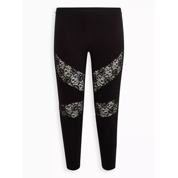 NWT Torrid Lace Inset Comfort Waist Black Leggings 5X 28 Plus - Picture 1 of 5